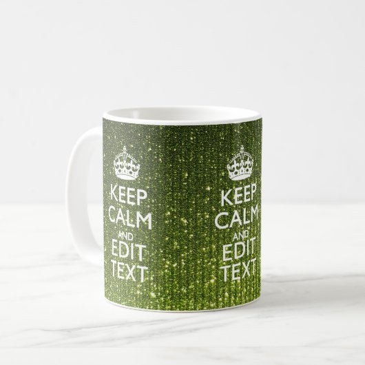 Grüner Glamour behalten Ruhe Ihr Text Kaffeetasse (Vorderseite Links)