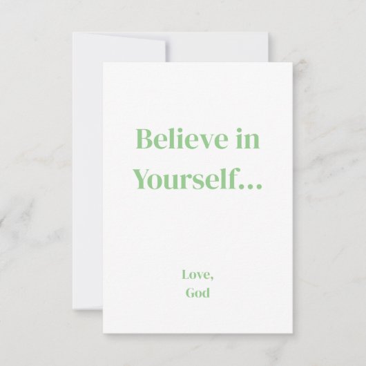Grüner Glaube an dich selbst. Kleine Grußkarten Mitteilungskarte (Vorderseite)