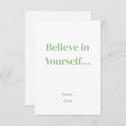 Grüner Glaube an dich selbst. Kleine Grußkarten Mitteilungskarte (Vorne/Hinten)