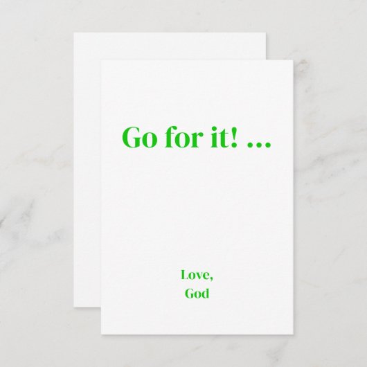 Grüner Glaube Gehe dazu! ... Liebe, Mitteilungskar Mitteilungskarte (Vorne/Hinten)