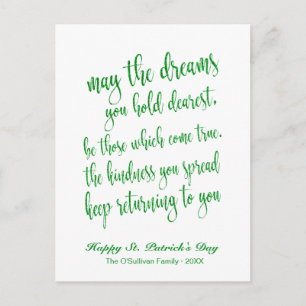 Grüner Glitter Alter Irischer Segen St. Patrick's  Postkarte