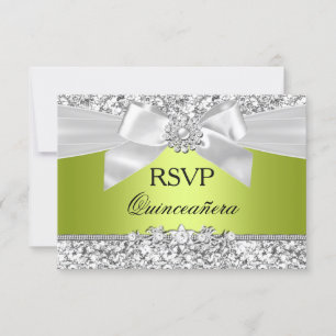 Grüner Glitter-Bogen Quinceanera-RSVP RSVP Karte