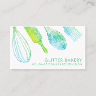Grüner Glitter-Gebäck Bäckerei Koch Catering-Servi Visitenkarte