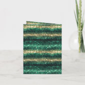 Grüner Glitter Glam Gold Streifen Danke (Rückseite)
