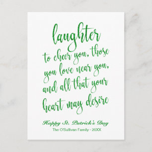 Grüner Glitter Irischer Toast St. Patrick's Day Postkarte