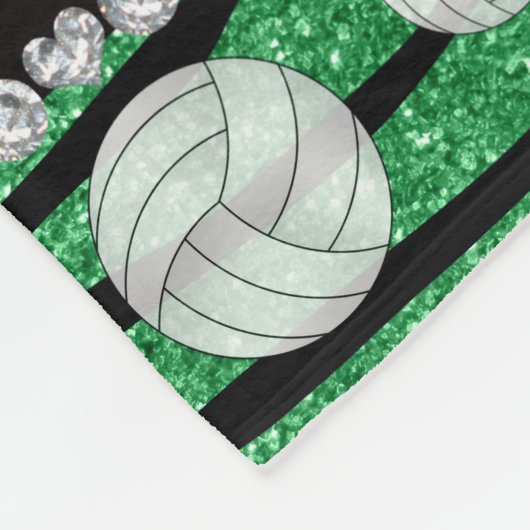 Grüner Glitter Namenszebra stripes Volleyball Fleecedecke (Ecke)