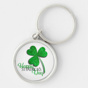 Grüner Glitter Shamrock Frohen St Patrick’s Tag T Schlüsselanhänger