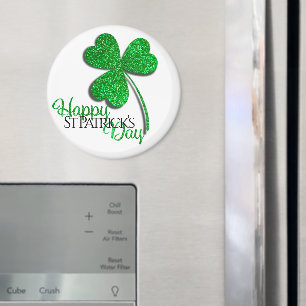Grüner Glitter Shamrock Frohes St. Patrick’s Day T Magnet