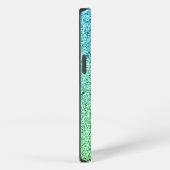 Grüner Glitter-Sparkle-Monogramm iPhone Hülle (Rechte Seite)