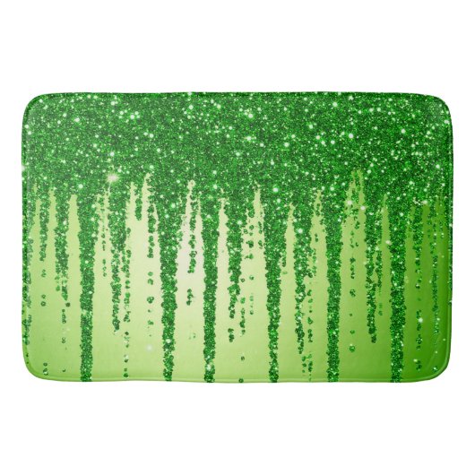 Grüner Glitter-Tropfenhintergrund mit Funkeln Badematte (Vorderseite)
