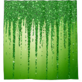 Grüner Glitter-Tropfenhintergrund mit Funkeln Duschvorhang (Vorderseite)