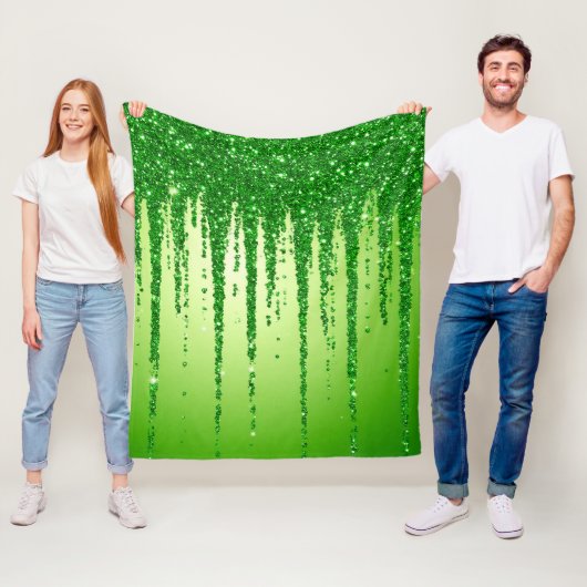 Grüner Glitter-Tropfenhintergrund mit Funkeln Fleecedecke (Beispiel)
