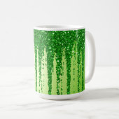 Grüner Glitter-Tropfenhintergrund mit Funkeln Kaffeetasse (VorderseiteRechts)