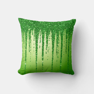 Grüner Glitter-Tropfenhintergrund mit Funkeln Kissen