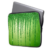 Grüner Glitter-Tropfenhintergrund mit Funkeln Laptopschutzhülle (Vorderseite Links)