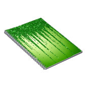 Grüner Glitter-Tropfenhintergrund mit Funkeln Notizblock (Rechte Seite)