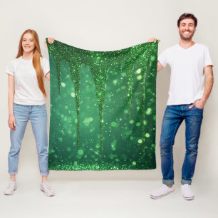 Grüner Glitter-Tropfenhintergrund mit funkelndem B Fleecedecke