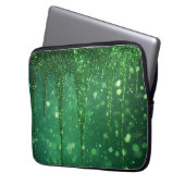 Grüner Glitter-Tropfenhintergrund mit funkelndem B Laptopschutzhülle (Vorderseite Links)