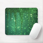 Grüner Glitter-Tropfenhintergrund mit funkelndem B Mousepad (Mit Mouse)