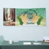 Grüner Glitzer 100. Geburtstag & Balloons Banner (Messe)