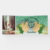 Grüner Glitzer 21. Geburtstag & Balloons Banner (Horizontal)