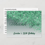Grüner Glitzer, 50. Geburtstag, vielen Dank Postkarte (Vorne/Hinten)