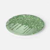 Grüner Glitzer abtropfen | Neo-Mint-Imitate Pappteller (Schrägansicht)