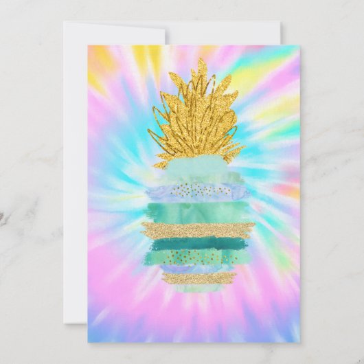 Grüner Glitzer Ananas Gefärbte Krawatte Babydusche Einladung (Rückseite)