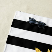 Grüner Glitzer Ananas Schwarz-weiß Streifen Strandtuch (Beispiel)