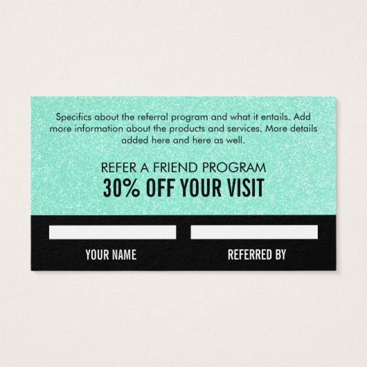 Grüner Glitzer | Diskontkarte (Rückseite)