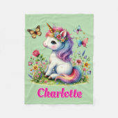 Grüner Glitzer Einhornweiden Wildblumen Fleecedecke (Vorderseite)