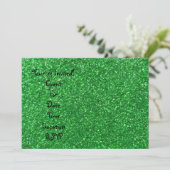 Grüner Glitzer Einladung (Stehend Vorderseite)