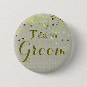 Grüner Glitzer Foil Confetti Wedding Team Ground Button