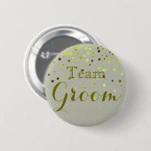 Grüner Glitzer Foil Confetti Wedding Team Ground Button (Vorne & Hinten)
