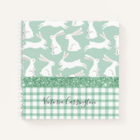 Grüner Glitzer Gingham Kariert Kaninchen Name