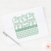 Grüner Glitzer Gingham Kariert Rabbits Quadratischer Aufkleber (Umschlag)