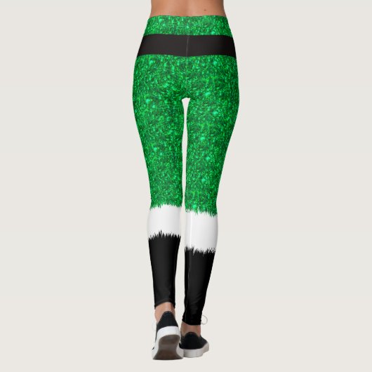 Grüner Glitzer, glänzende Sequenzen Weihnachts-Leg Leggings (Rückseite)