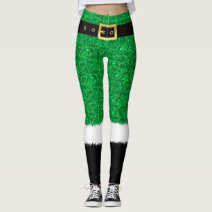 Grüner Glitzer, glänzende Sequenzen Weihnachts-Leg Leggings
