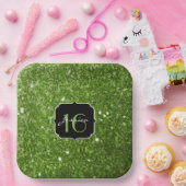 Grüner Glitzer Glitzern Sweet 16 Pappteller (Party)