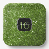 Grüner Glitzer Glitzern Sweet 16 Pappteller (Vorderseite)