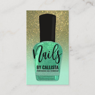 Grüner Glitzer Gradient Nail Polnischer Nageltechn Visitenkarte