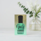 Grüner Glitzer Gradient Nail Polnischer Nageltechn Visitenkarte (Stehend Vorderseite)