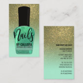 Grüner Glitzer Gradient Nail Polnischer Nageltechn Visitenkarte (Vorne/Hinten)