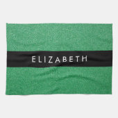 Grüner Glitzer, Hintergrund des Glitzer, Ihr Name Geschirrtuch (Horizontal)