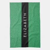 Grüner Glitzer, Hintergrund des Glitzer, Ihr Name Geschirrtuch (Vertikal)