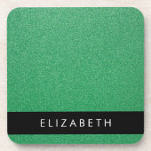 Grüner Glitzer, Hintergrund des Glitzer, Ihr Name Getränkeuntersetzer (Vorderseite)
