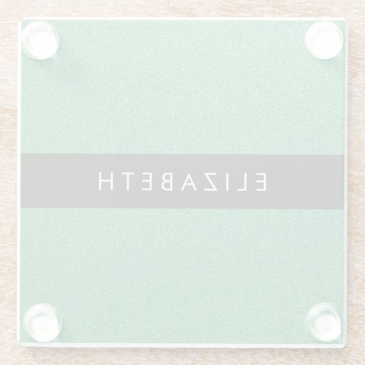 Grüner Glitzer, Hintergrund des Glitzer, Ihr Name Glasuntersetzer (Rückseite)