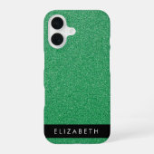 Grüner Glitzer, Hintergrund des Glitzer, Ihr Name iPhone 16 Hülle (Rückseite)