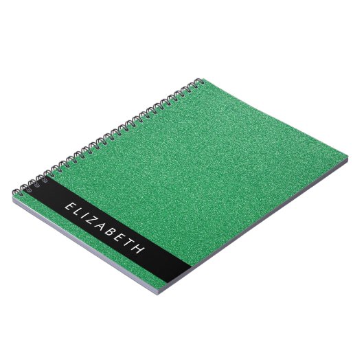 Grüner Glitzer, Hintergrund des Glitzer, Ihr Name Notizblock (Linke Seite)