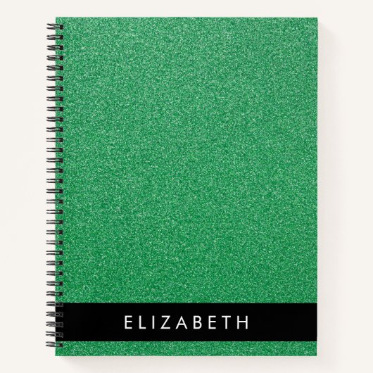 Grüner Glitzer, Hintergrund des Glitzer, Ihr Name Notizblock (Vorderseite)
